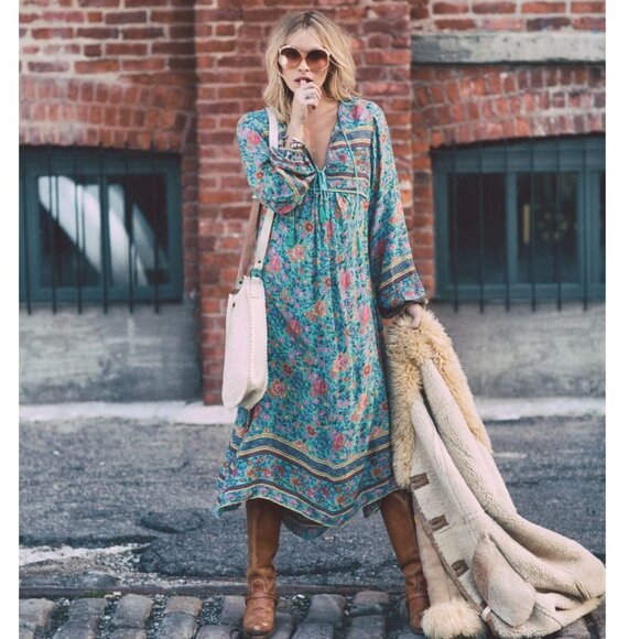 blue floral midi dress with cardigan Light Blue Ribbed Sleeveless Dress Cardigan Set